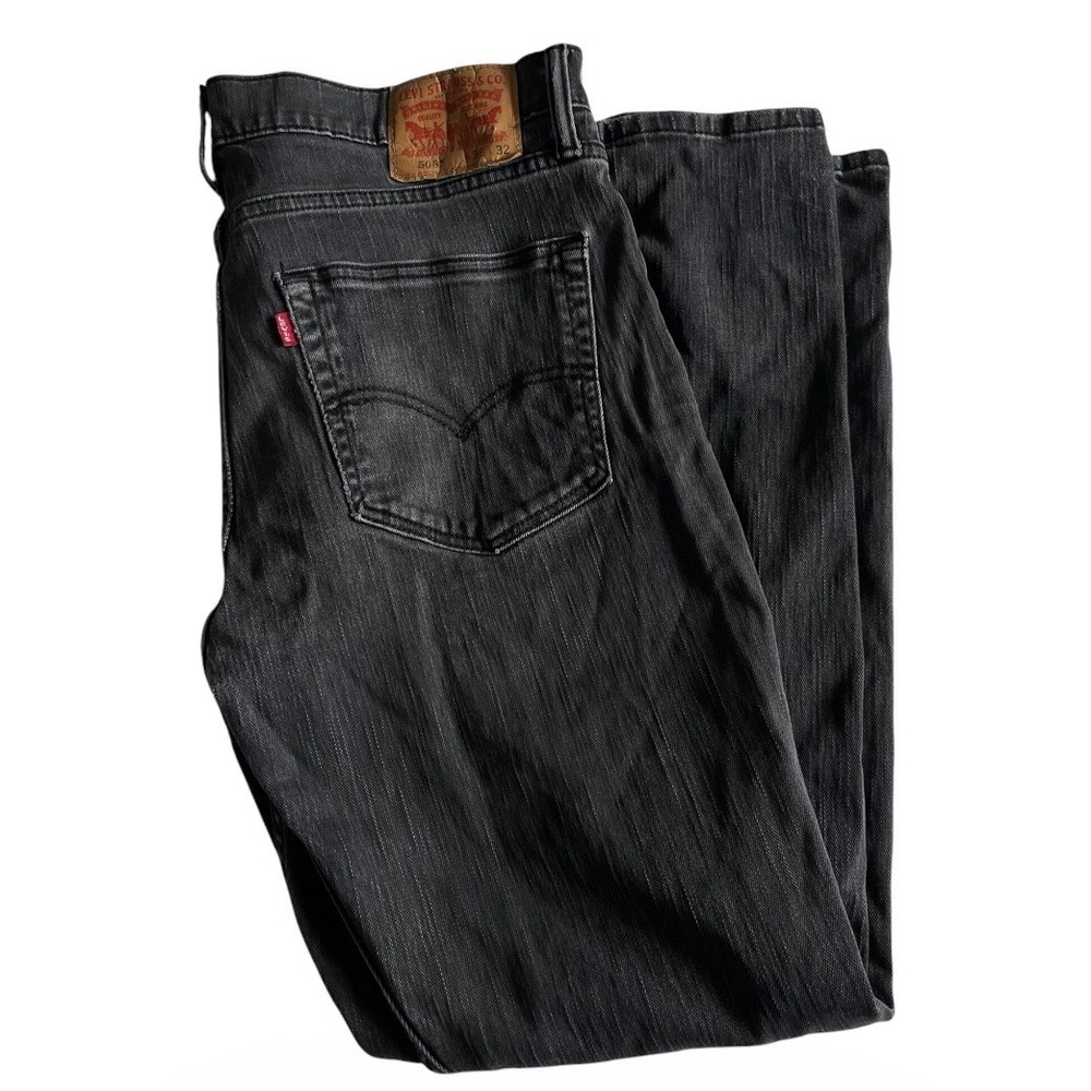 Levis 508 Regular Taper Jeans Mens 36x32 (35x30) Faded Black Denim Pants